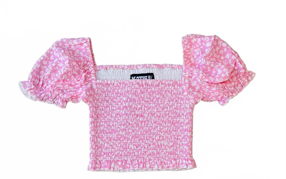 NEW KATIE J NYC girl's tween marlee top in pink ditsy floral